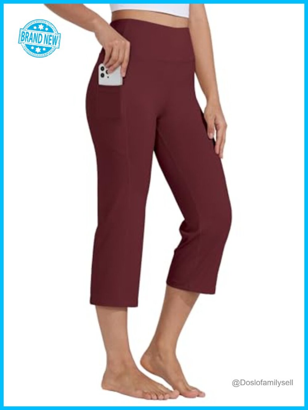 Women's Yoga Capri Pants High Waist Straight Leg Athletic Workout Leggings 21"